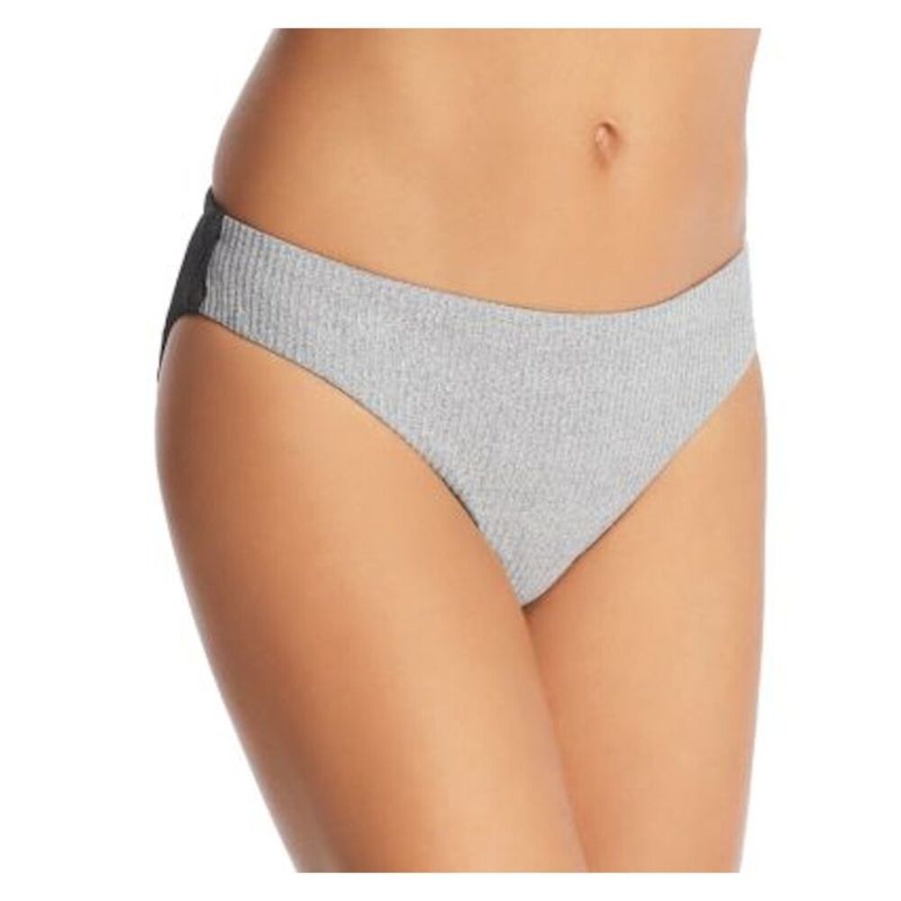 NWT SO LUNA Women's Gray Color Block Hipster Swimwear Bottom M